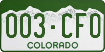 CO license plate 003CFO