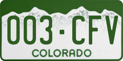 CO license plate 003CFV