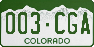 CO license plate 003CGA