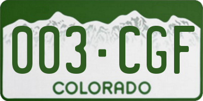 CO license plate 003CGF