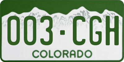 CO license plate 003CGH