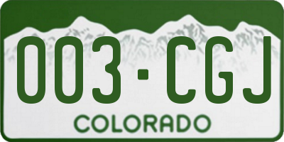 CO license plate 003CGJ