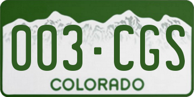 CO license plate 003CGS