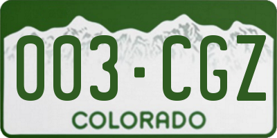 CO license plate 003CGZ