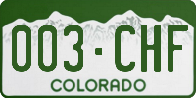 CO license plate 003CHF