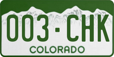 CO license plate 003CHK