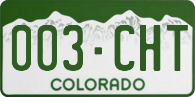 CO license plate 003CHT