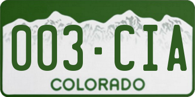CO license plate 003CIA