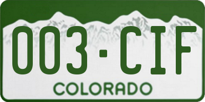 CO license plate 003CIF