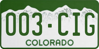 CO license plate 003CIG