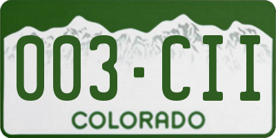 CO license plate 003CII
