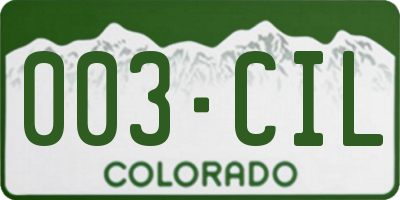 CO license plate 003CIL