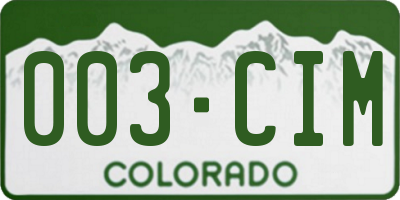 CO license plate 003CIM
