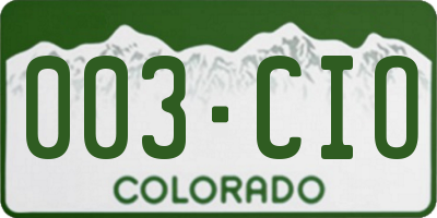 CO license plate 003CIO