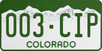 CO license plate 003CIP