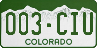 CO license plate 003CIU