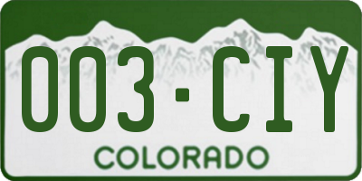 CO license plate 003CIY