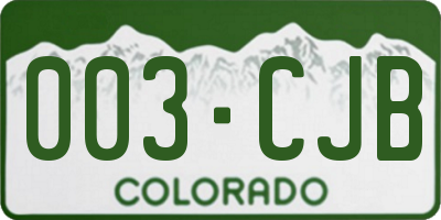CO license plate 003CJB