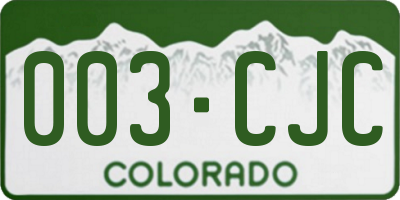 CO license plate 003CJC