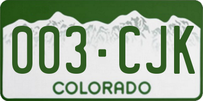 CO license plate 003CJK