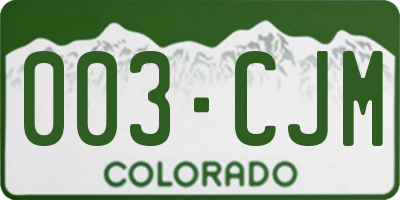 CO license plate 003CJM