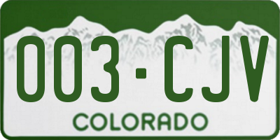 CO license plate 003CJV