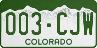 CO license plate 003CJW