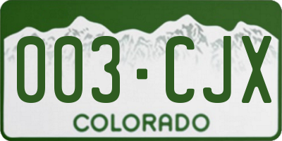 CO license plate 003CJX