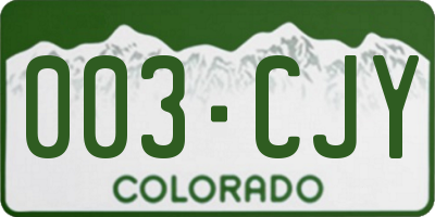 CO license plate 003CJY