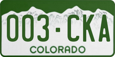 CO license plate 003CKA