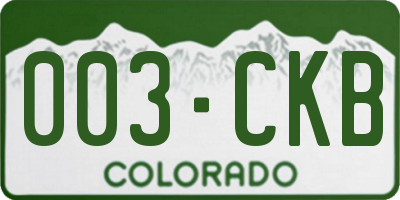 CO license plate 003CKB
