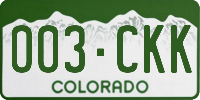 CO license plate 003CKK