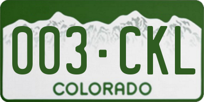 CO license plate 003CKL