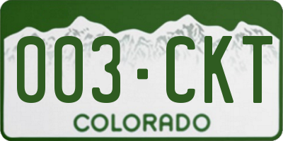 CO license plate 003CKT