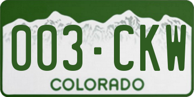 CO license plate 003CKW