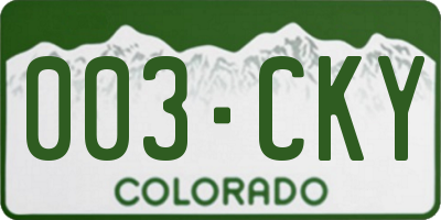 CO license plate 003CKY