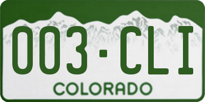 CO license plate 003CLI