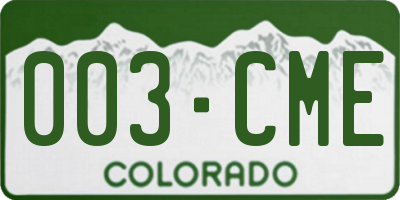 CO license plate 003CME