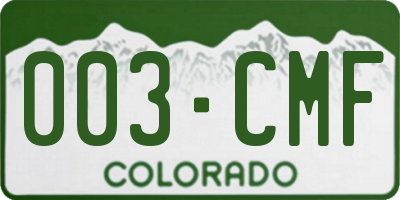 CO license plate 003CMF