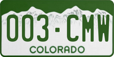 CO license plate 003CMW