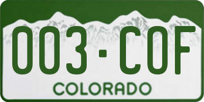 CO license plate 003COF