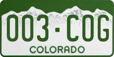 CO license plate 003COG
