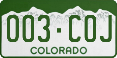 CO license plate 003COJ