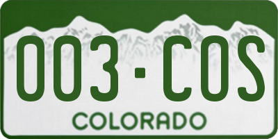 CO license plate 003COS