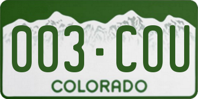 CO license plate 003COU