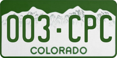CO license plate 003CPC