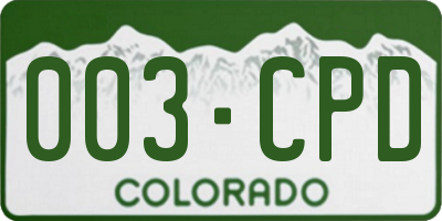 CO license plate 003CPD