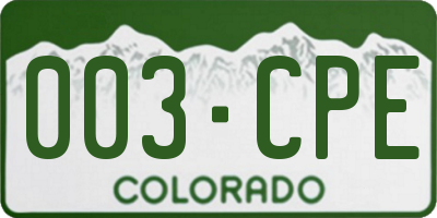 CO license plate 003CPE