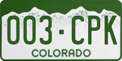 CO license plate 003CPK