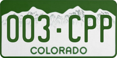 CO license plate 003CPP